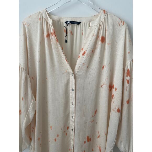 ZARA PAINT SPLATTER OVERSIZED BUTTON DOWN SIZE SMALL NWOT - Picture 8 of 9